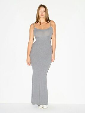 NWT SKIMS Heather Grey Soft Lounge Long Slip Dress in Size Large